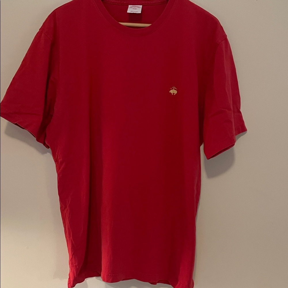 Brooks Brothers Red Short-Sleeve Crewneck with Gold Embroidered Logo